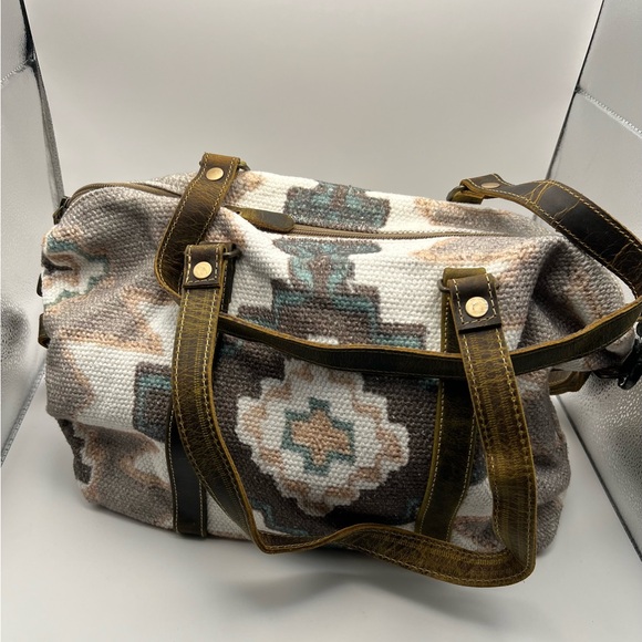 Myra Bag Aztec Pattern Shoulder Bag with Leather Straps - Picture 6 of 9